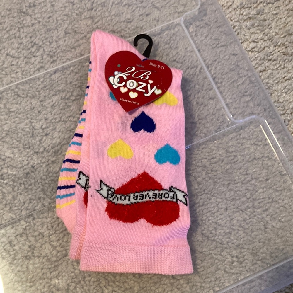 Pink Patterned Mid-Calf Socks